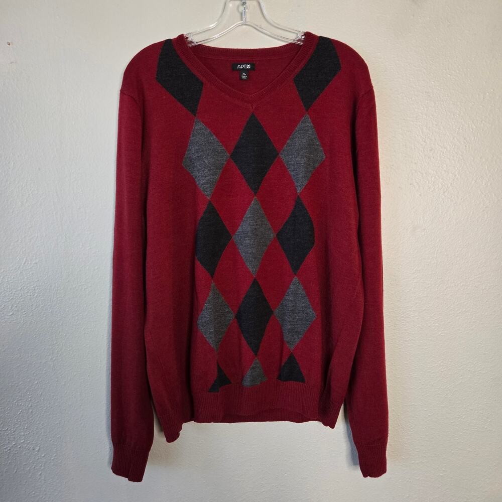 Academia Preppy Merino Wool Blend Argyle Sweater XL Diamond Classic Heritage